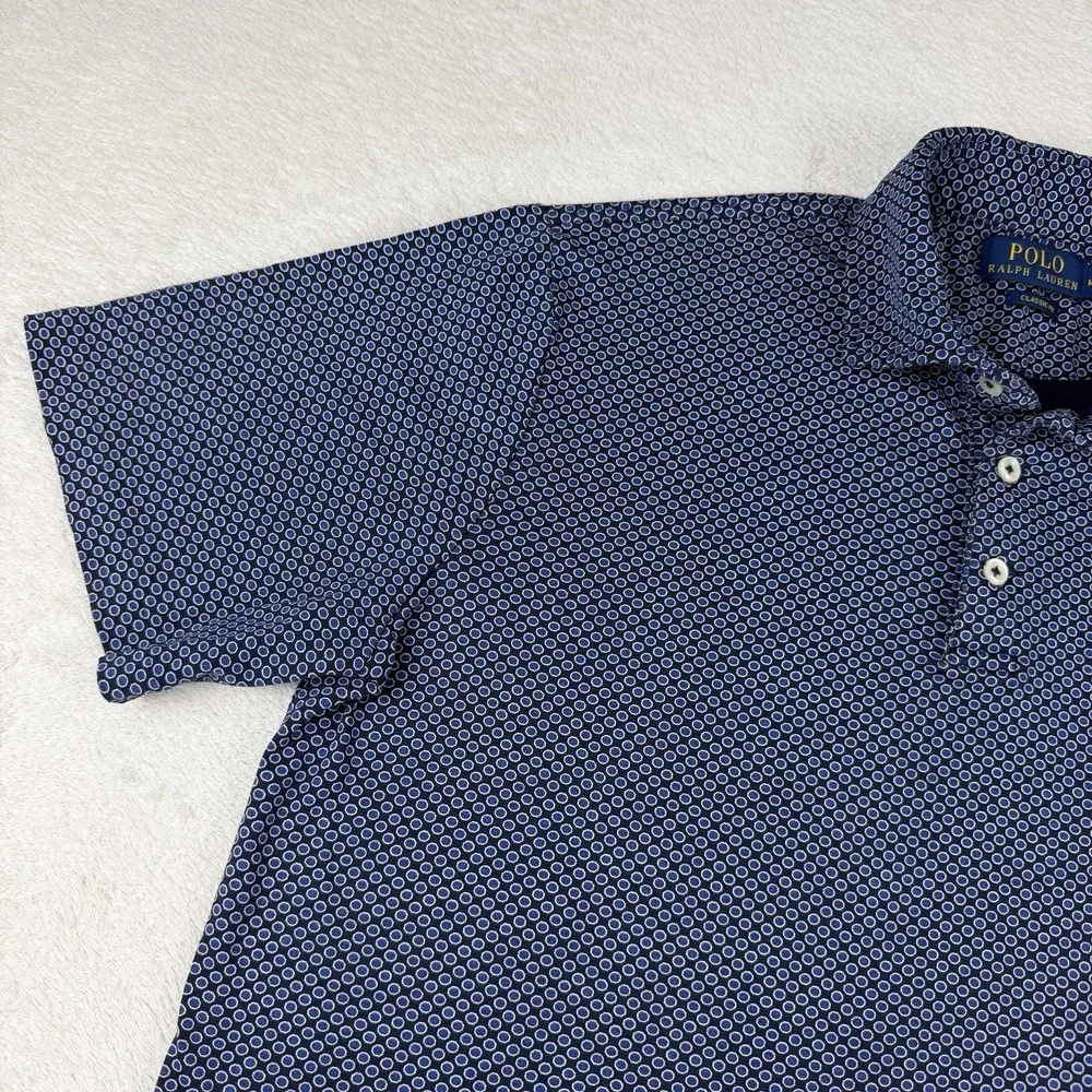 Polo Ralph Lauren‎ Shirt Mens Medium Blue AOP Circle Print Custom Classic Fit